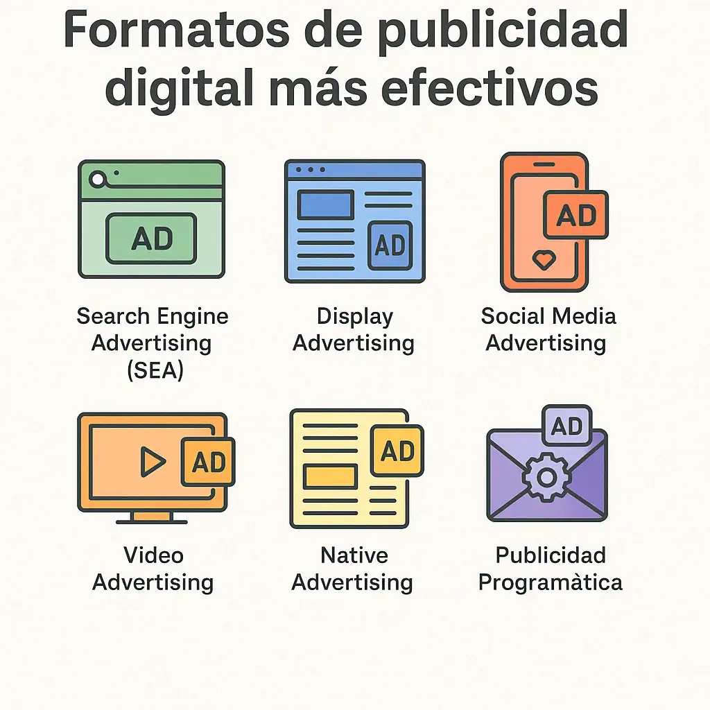 Infografía de formatos de publicidad digital efectiva